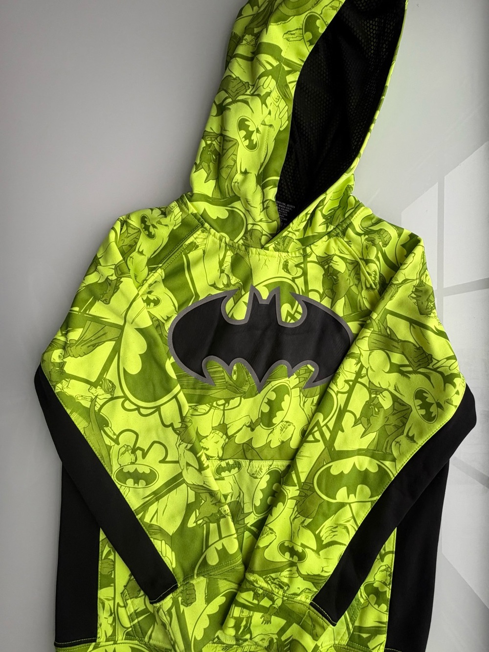 DC Comics Neon Green and Black Batman Hoodie for Kids 6 7